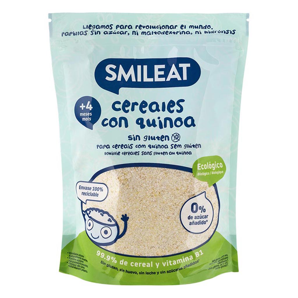 Smileat Papilla Ecológica Cereales Sin Gluten con Quinoa 4x200 gr