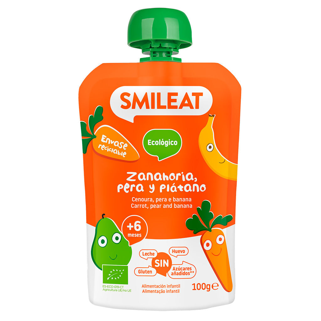 Pouch de zanahoria, pera y plátano Smileat