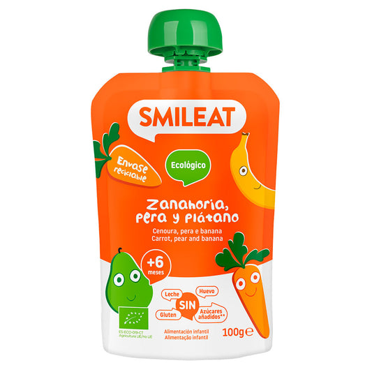 Pouch de zanahoria, pera y plátano Smileat