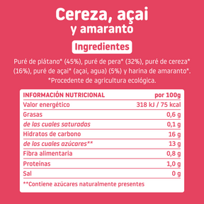 Pouch de cereza, açai y amaranto